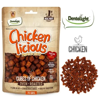 تشویقی سگ دنتالایت مکعبی طعم مرغ کبابی 70 گرم